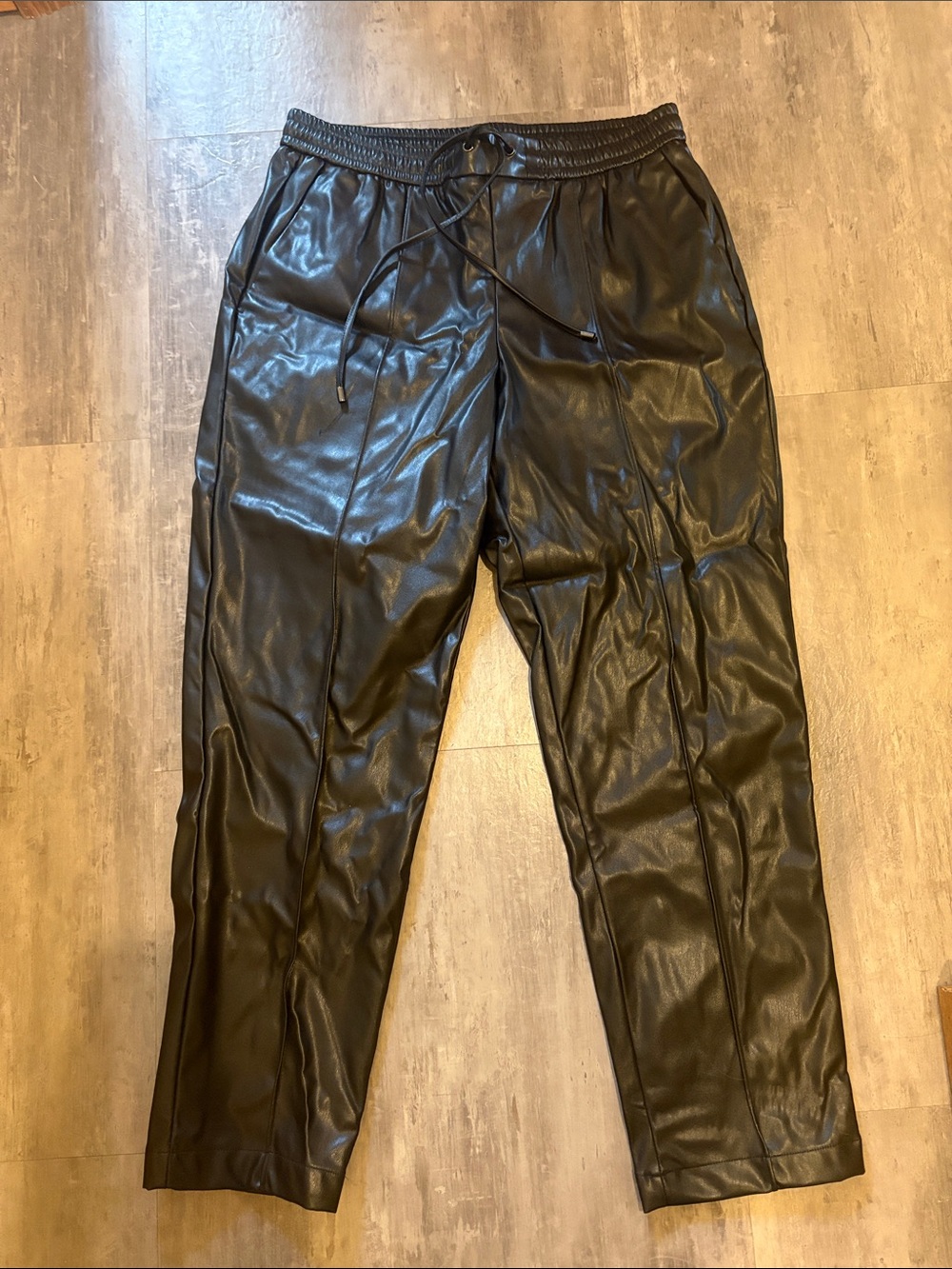 Nine West Women’s Black Faux Leather Jogger Pants